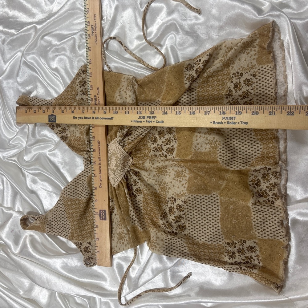 y2k Halter Top Camel Excellent No Boundaries Patchwork Floral Lace Medallion - Picture 5 of 5